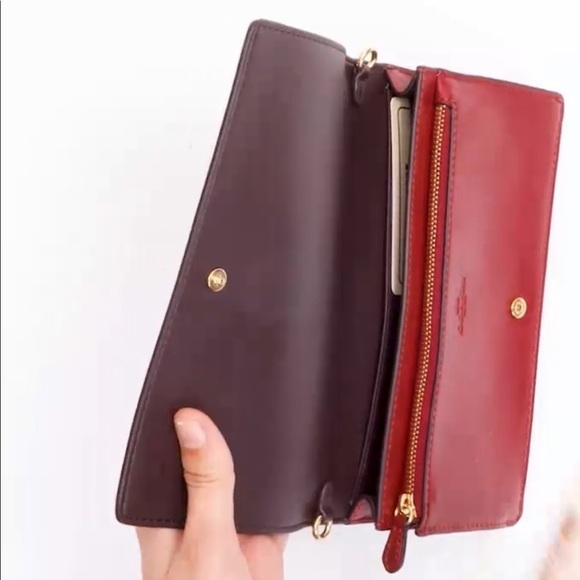 Coach Anna Foldover Clutch Crossbody In Signature Canvas W/Heart Petal Print - Picture 3 of 13